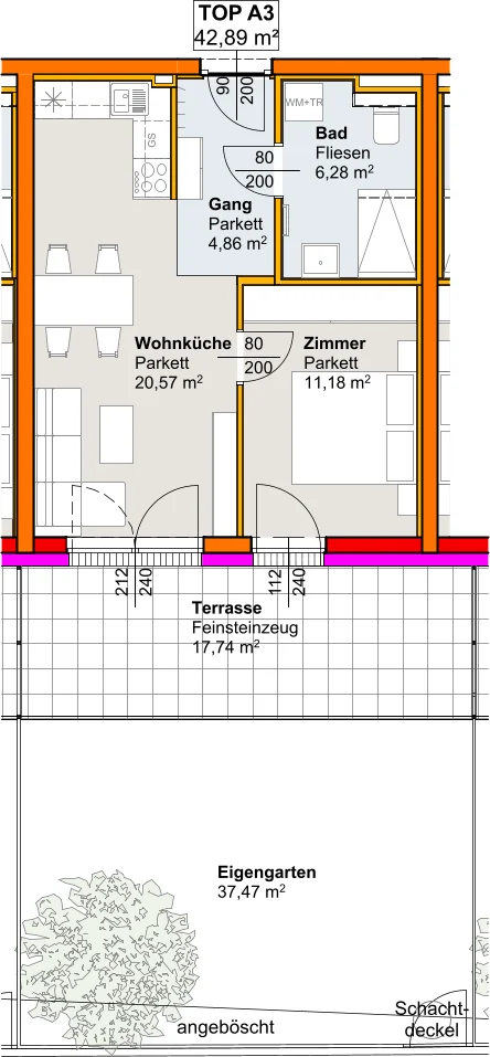 Grundriss Apartment 03 – Lehnergasse Neun